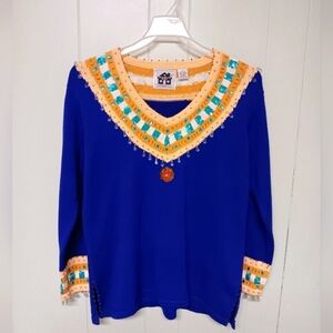 STORYBOOK KNITS SWEATER WOMENS SZ LARGE BLUE